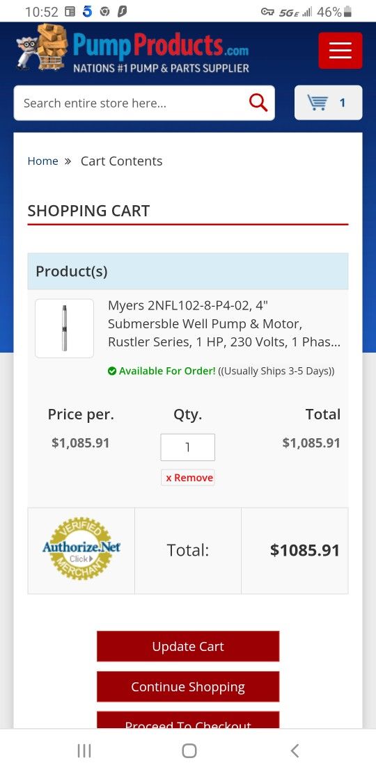 4" Submersible Pump And Motor (Never Used)