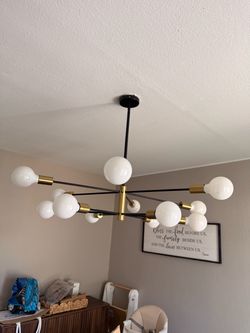 Modern Sputnik Chandelier Black and Gold