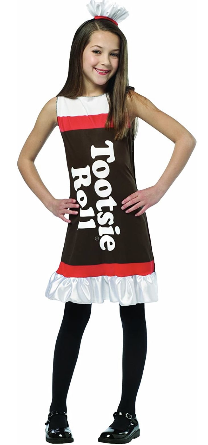 Halloween Costume: Tootsie Roll Ruffle Dress Child Costume (size 7-10)