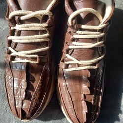 Alligator Brown Leather Shoes From Mexico 