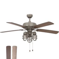 52 Inch Indoor or Covered Outdoor Ceiling Fan Grey Finish