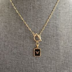 Taurus Zodiac Gold Toggle Pendant