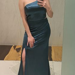 Green/teal One Shoulder Dress