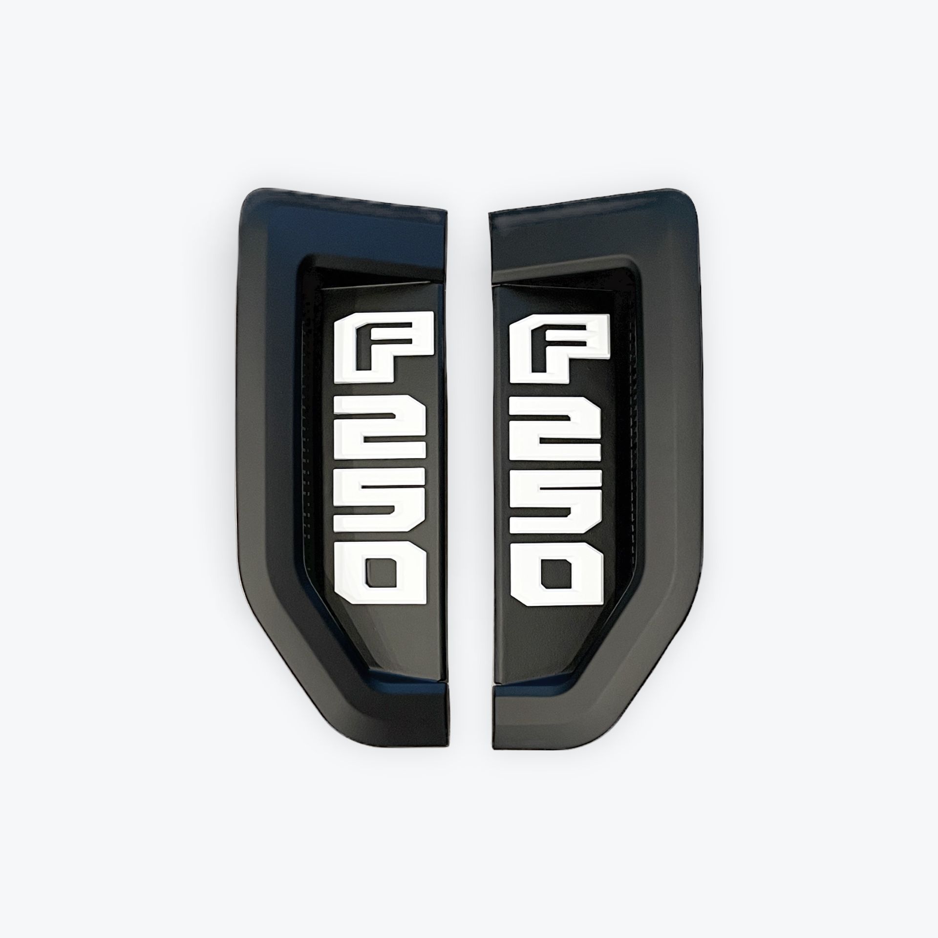 2017-2022 F250 fender emblems / badges Flat Black + White