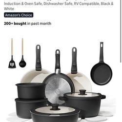23-Piece Removable Handle Pots and Pans Set Non Stick, Ceramic Cookware Set w...