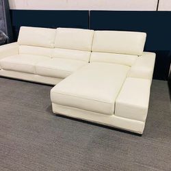 Luxury White Leather Sofa Couch Sectional