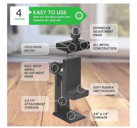 Metal Cell Phone Tripod Mount - UniMount 360 Pro Heavy Duty iPhone Tripod Mount with Remote