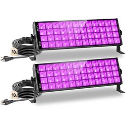 120W Waterproof LED Black Lights, YQNLIFA 2 Pack 10Ft Cable Black Light Bar with Plug & Switch, IP66 Indoor/Outdoor Blacklight for Neon Glow Party, Bo