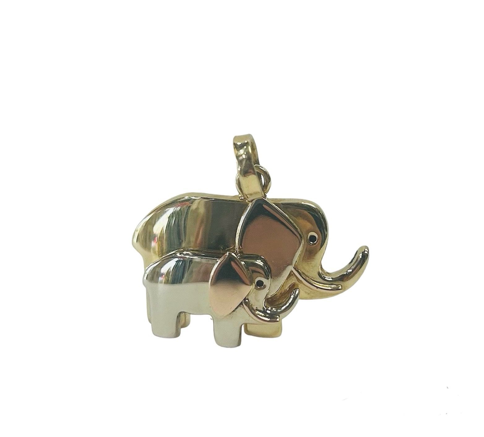 Pendant Charm Yellow Gold 14kt Elephants