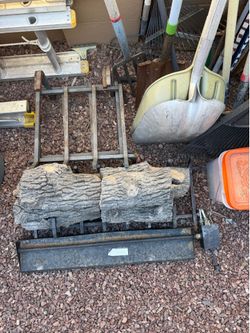 Fireplace rail logs and grate