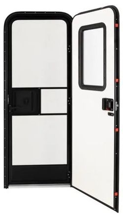 Entry Door With Window Right Hinge - White With Black Frame Exclusive