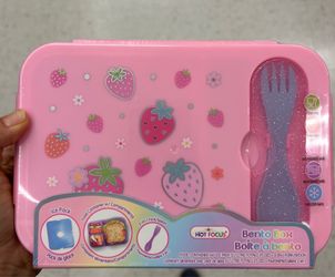 Pink Strawberry Bento Box with fork