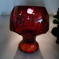 Vintage Viking Glass Co1973, 7200 Glimmer Candle Holder Cadmium