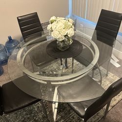 Glass Dinning table  And Chairs