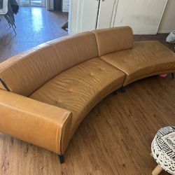 Modern Burnt Orange Couch w/ Matching Ottoman 
