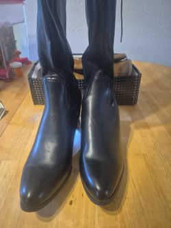 Black Leather Knee-High Boots
