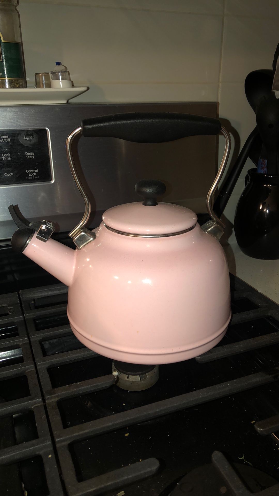 Chantel French Teapot Tea Kettle Whistle Pink
