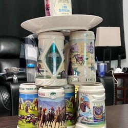 7 Santa Anita Horse Race Park Oak Tree Racing Limited Edition Steins Classes +1 Coffee Cup +1 Collectors Plate