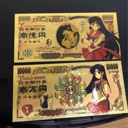 24k Gold Plated Sailor Mars Banknote Sets