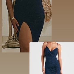 blue glittery windsor dress