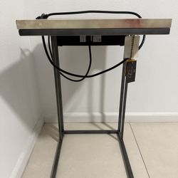 C-shaped Side Table With Power Outlets And USB Ports