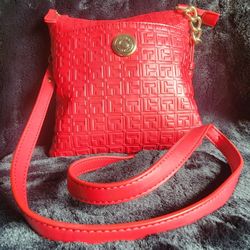 Red Vegan Leather Tommy Hilfiger Embossed Crossbody