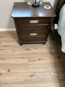 Full size bed set, nightstand, and dresser