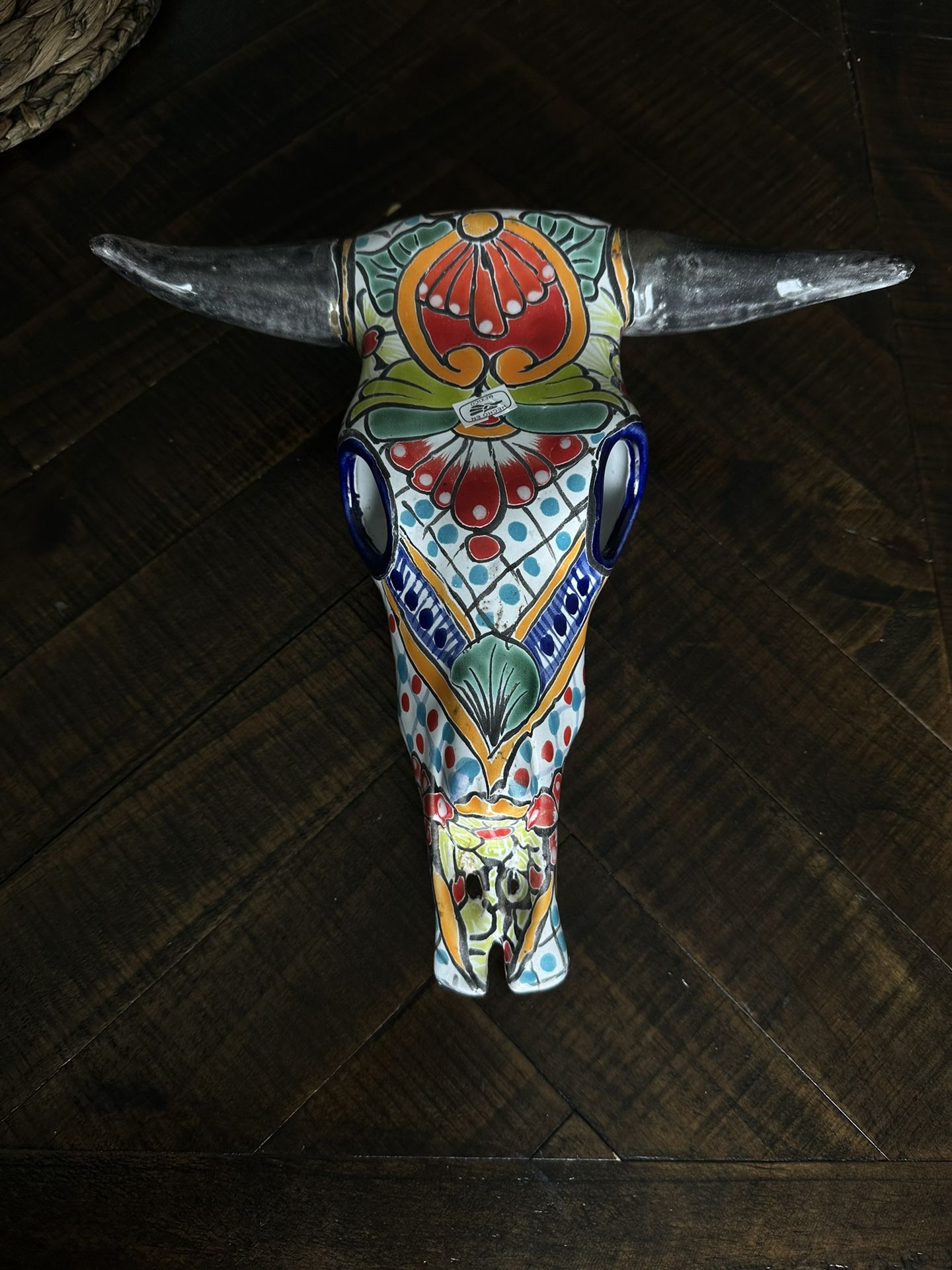 Ceramic Talavera Cow Skull Head Wall Decor