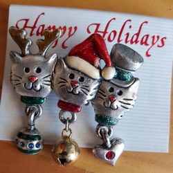Xmas Cats Brooch