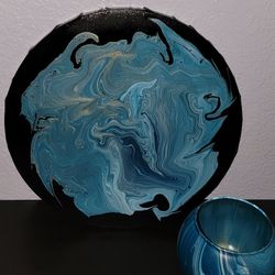 Handmade Abstract Painting And Candle Holder Gift Set