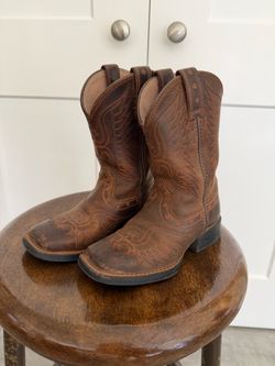 Brown Leather Western Cowboy kids boots- size 10