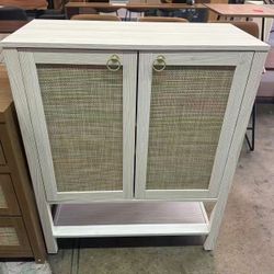 New assembled Rattan Shoe Cabinet with Storage - 5 Tier Farmhouse Boho Shoe Organizer Storage Cabinet with Shelves & Doors, Tall Shoe Rack Cabinet for