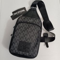 True Religion Men’s Black Monogram Sling Crossbody Bag