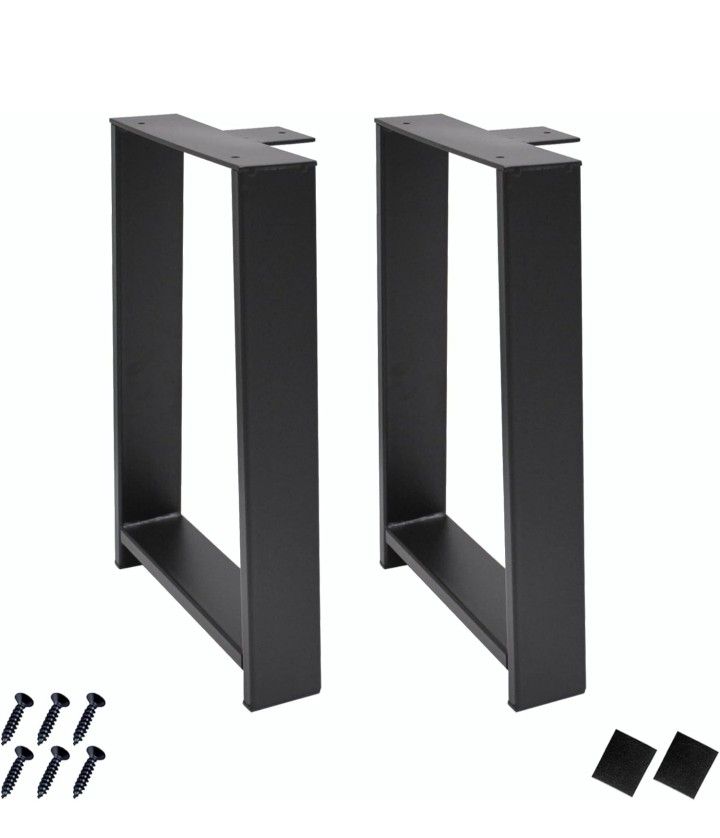 Heavy Duty Metal Furniture Table Legs 16 inch Height Set of 2 Black DIY Wrought Iron H Type Industrial Sturdy Legs for Entryway Bench Stool Side Coffe
