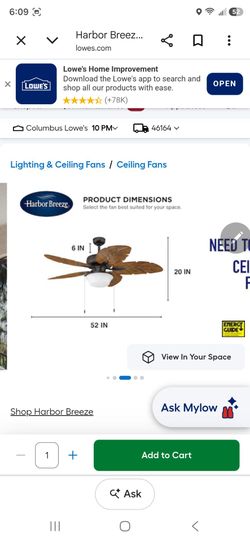 Harbor Breeze 52-Inch Ceiling Fan with Light