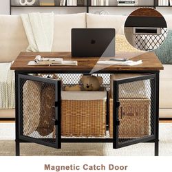 Flip Top Coffee Table, Square Coffee Tables Metal Wood, Farmhouse Lift Up Cocktail Table, Black