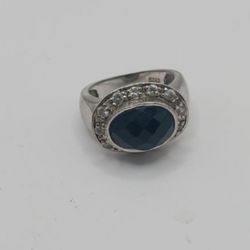 925 stamped onyx and cz ring Size 5
