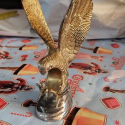 Vintage Small EAGLE BIRD Brass Metal Statue Wings Spread In Motion Figure Flying