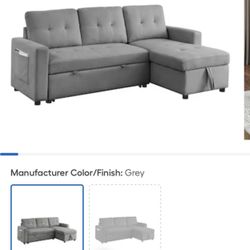 Like New SIMPLE RELAX Lucca 84 in. Flared Arm 2-Piece Fabric L-Shaped Sectional Sofa in Gray with Chaise