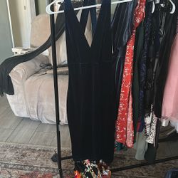 Navy Blue Velvet Cocktail Dress