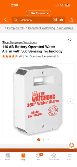 110 dB Battery Operated Water Alarm with 360 Sensing Technology