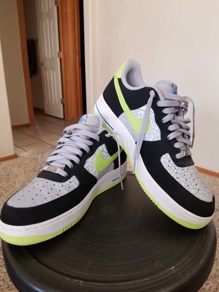 Nike Air Force 1 Reflective Silver/Black/Volt Men Size12