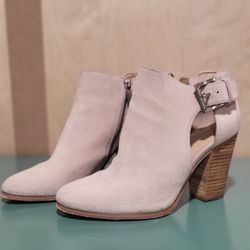 Women's Shoes, Suede Cream Ankle Boots. 