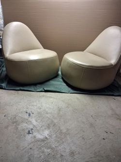 Bernhardt design ( mitt chair) ivory leather.