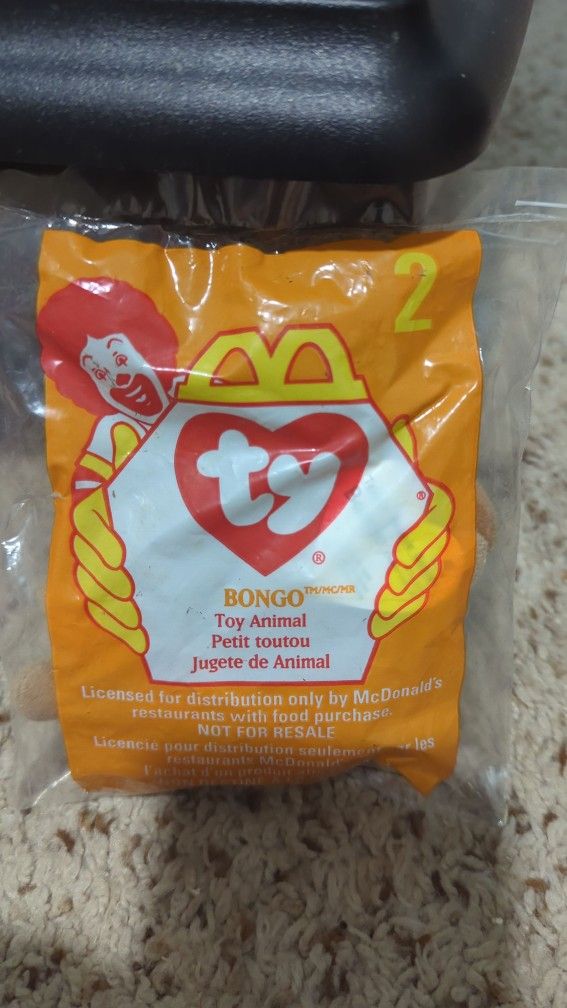 McDonald's Ty Mini Bongo Monkey Beanie Baby - Sealed