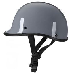 Gray Medium German Style Motorcycle Half Helmet DOT Approved