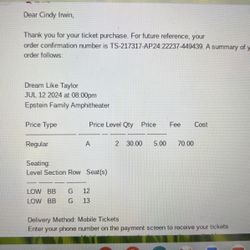 Dream Like Taylor Tickets Ucsd Tonight Bargain Price