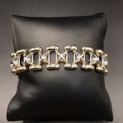 925 Sterling Silver Wide Link Ladies Bracelet Size 7.5”