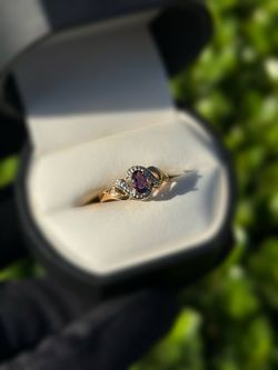 Jewelry 10k solid yellow gold charoite 0.5CTW ring sz 7.00