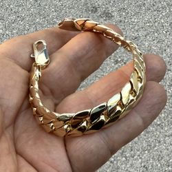 14k Gold Plated Close Links Cuban Bracelet 